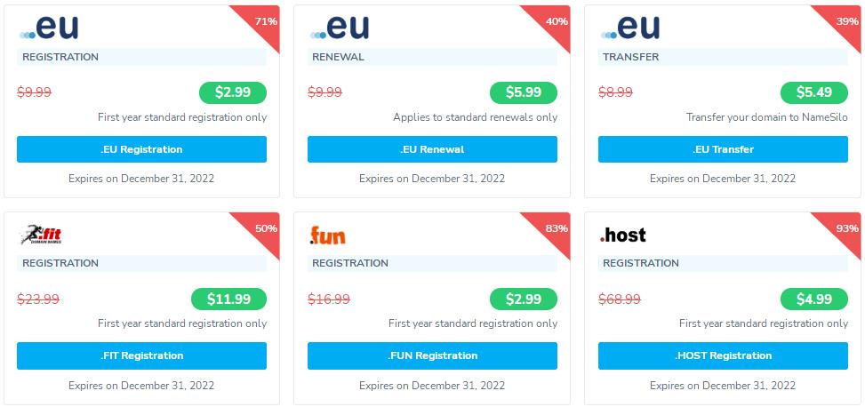 2022年4月NameSilo便宜域名推荐