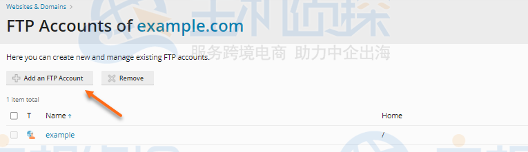 Plesk - 添加 FTP 帐户