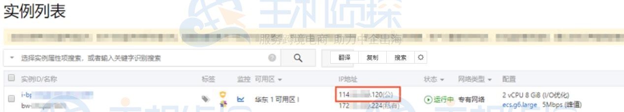 查看阿里云服务器ECS实例公网IP