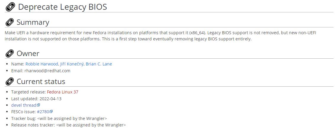 Fedora 37计划放弃对传统BIOS系统的支持