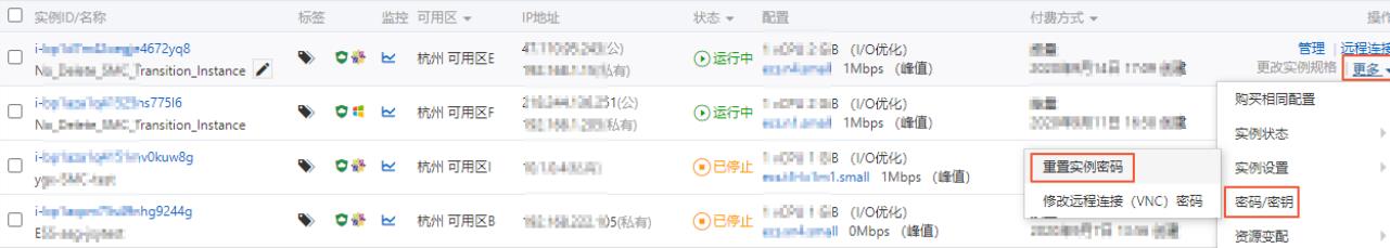 修改一台实例的登录密码