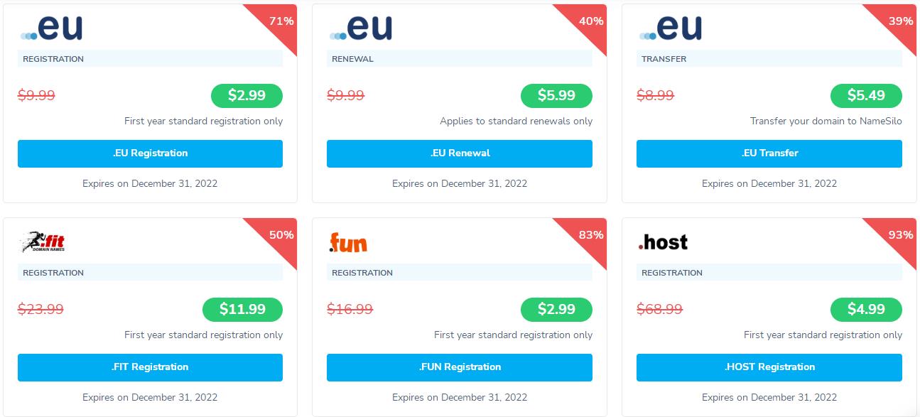 2022年5月NameSilo便宜域名促销活动