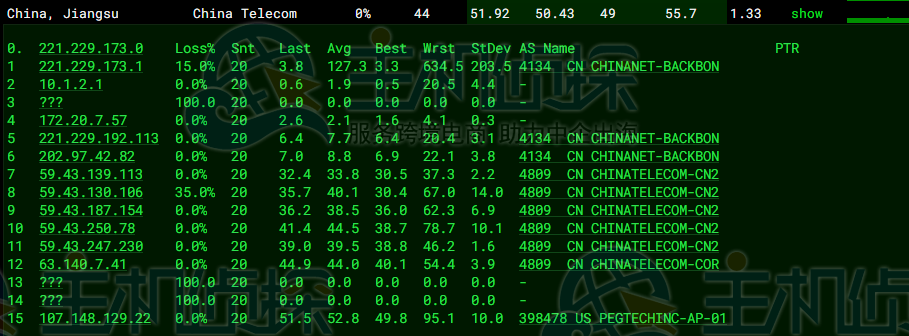 三网去程路由追踪