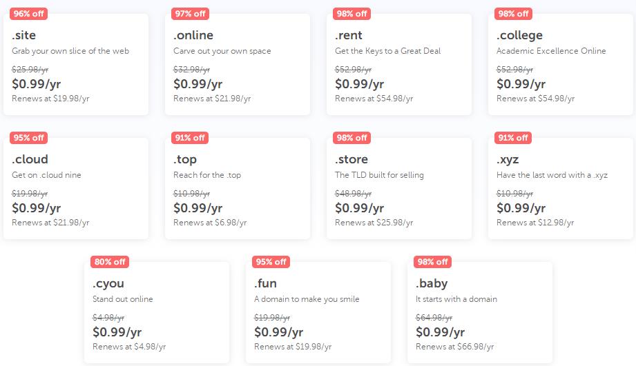 99美分便宜域名