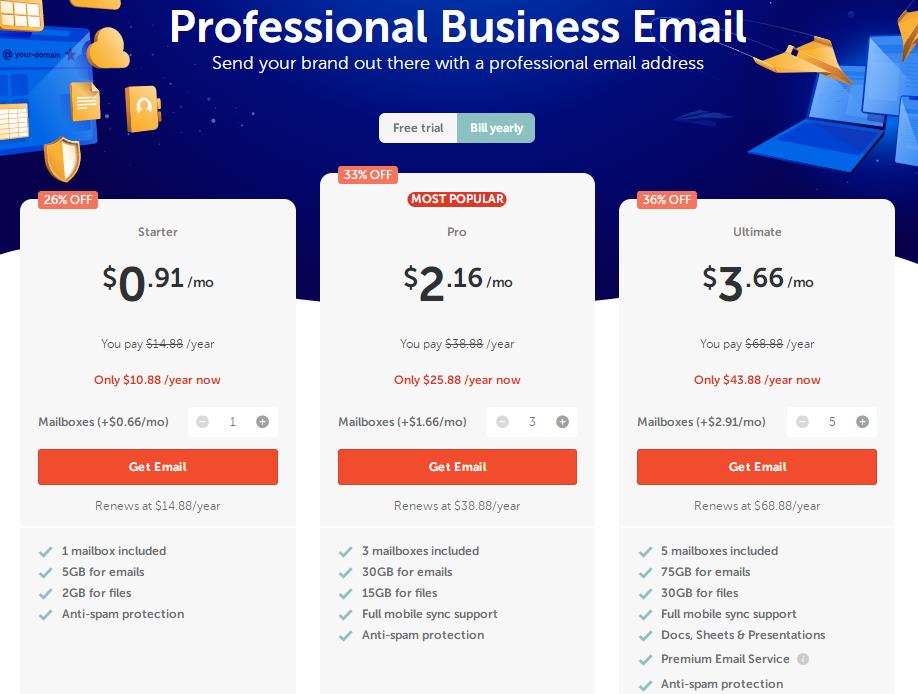 Namecheap企业邮箱促销活动