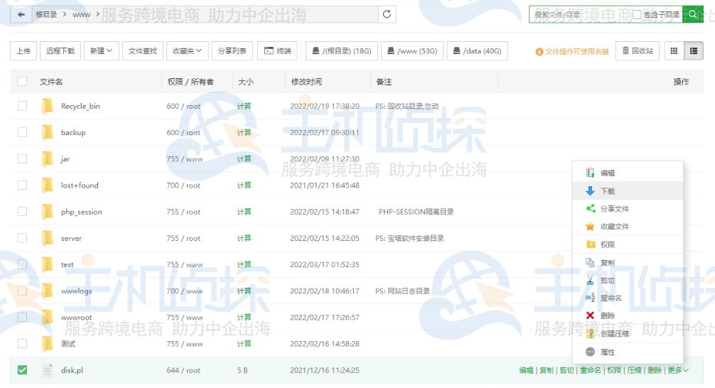 宝塔面板下载文件
