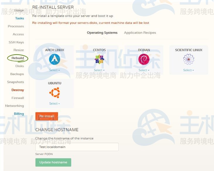 CloudCone美国云服务器重新安装操作系统教程