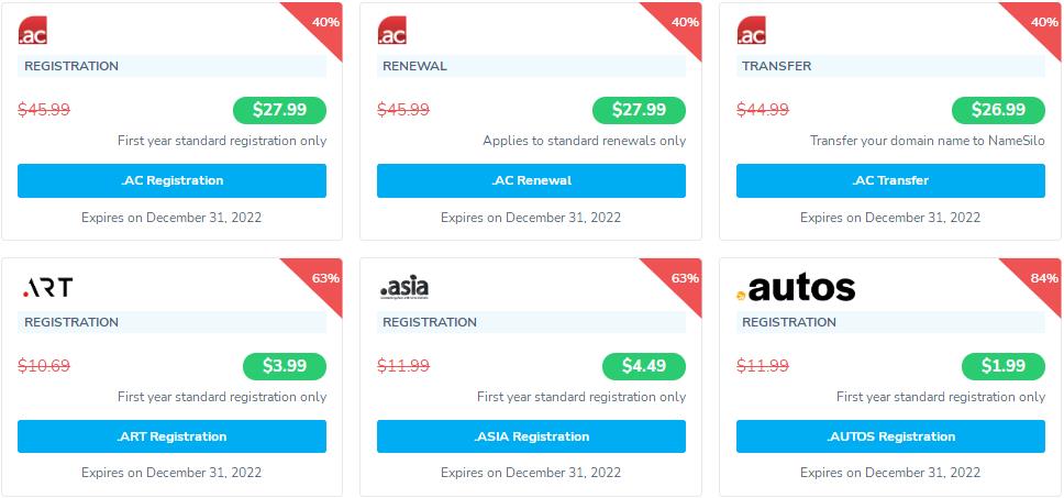 NameSilo2022年7月域名优惠活动