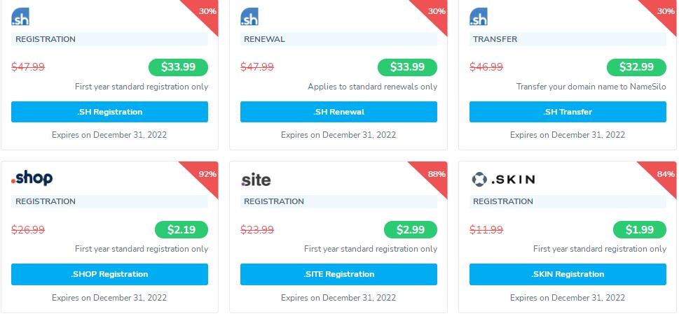 NameSilo2022年7月域名优惠活动