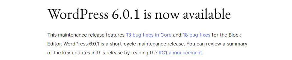 WordPress 6.0.1官方版发布