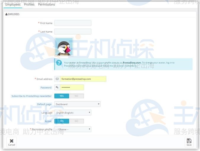 创建PrestaShop员工账户