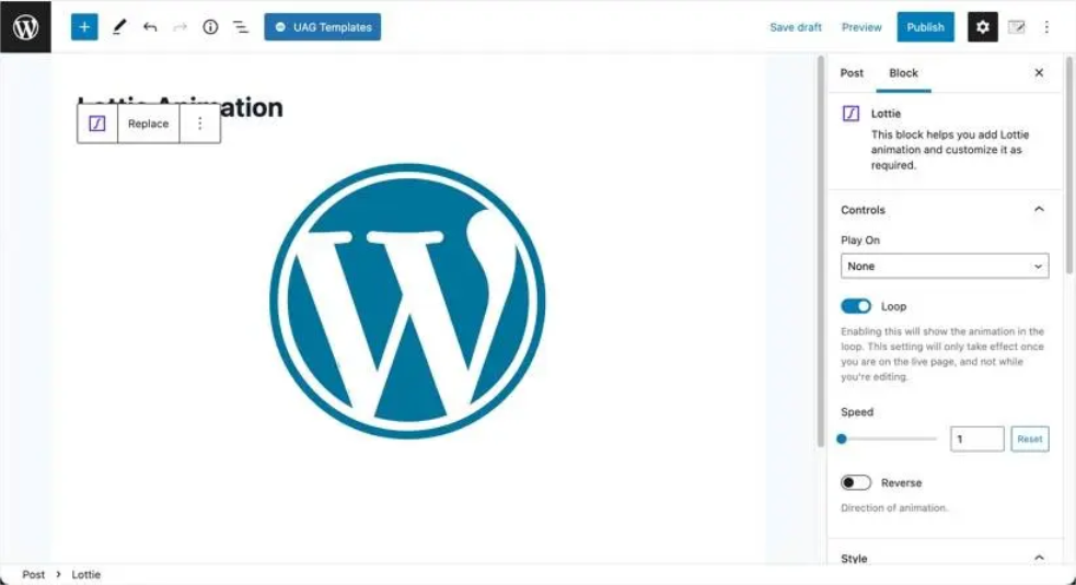 UAG中的Lottie区块设置