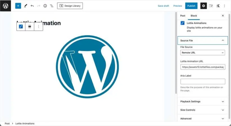 Kadence中的Lottie动画区块设置