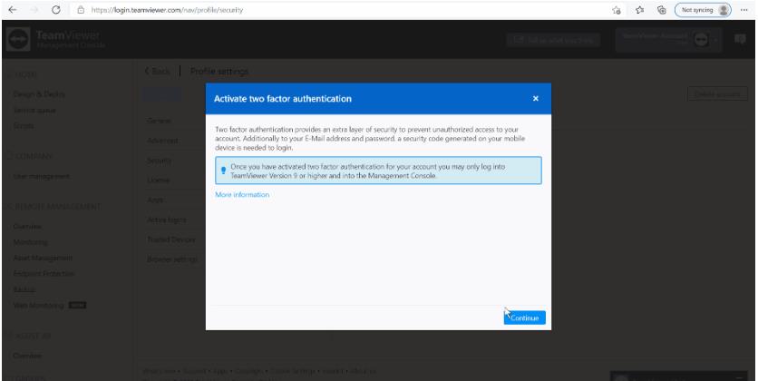 TeamViewer激活动态密码双因素验证