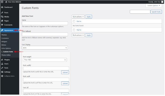 上传自定义字体到WordPress网站
