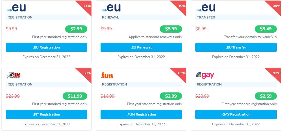 NameSilo2022年9月域名促销优惠