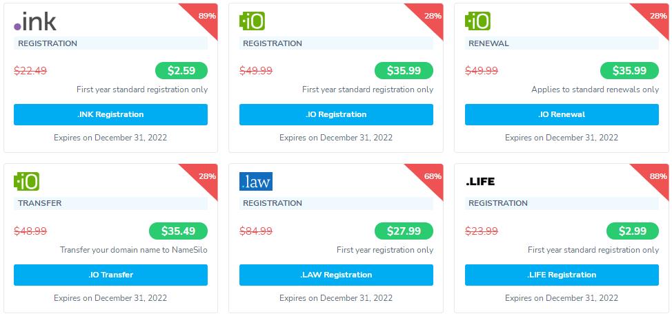 NameSilo2022年9月域名促销优惠
