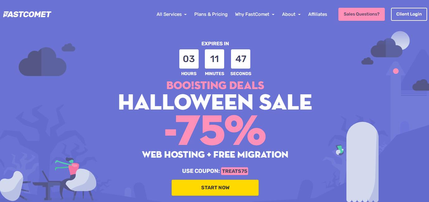 FastComet万圣节特惠活动 美国主机限时75%折扣 每月2.49美元起