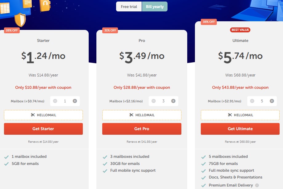 企业邮箱收费标准一年多少钱