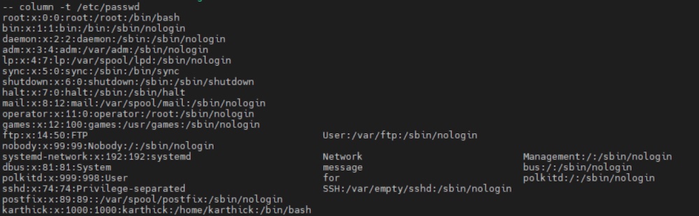 Column列命令作用