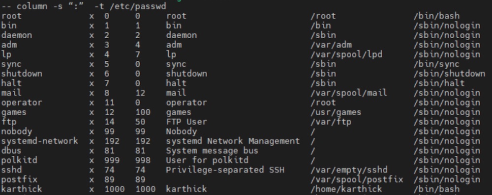 Column列命令作用