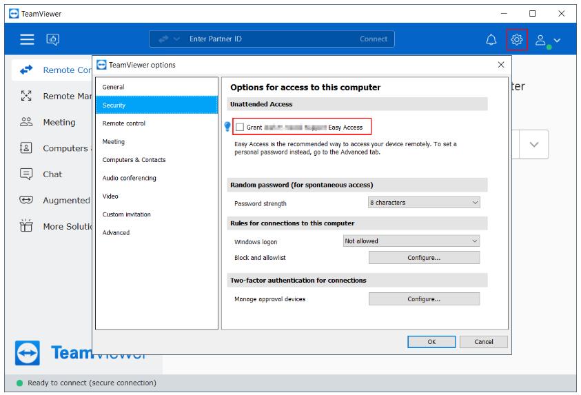TeamViewer轻松访问设置