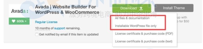 从ThemeForest下载Avada主题安装文件
