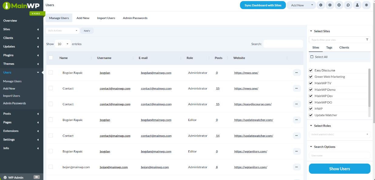 MainWP的主要功能和特性