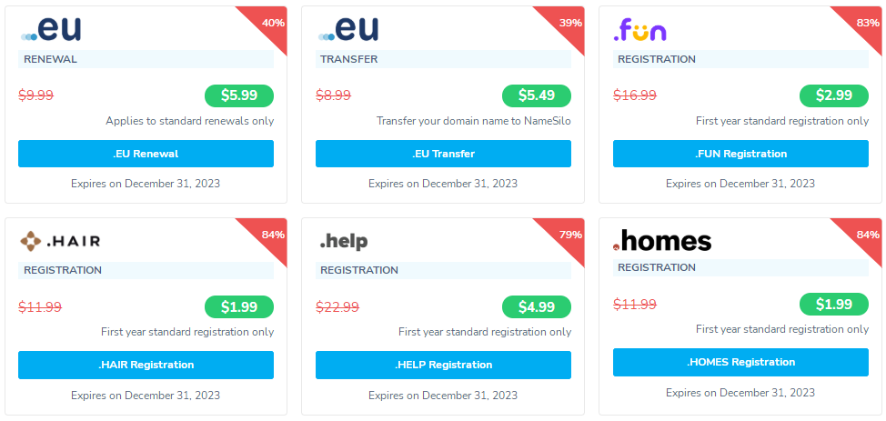 NameSilo2023年3月域名优惠活动