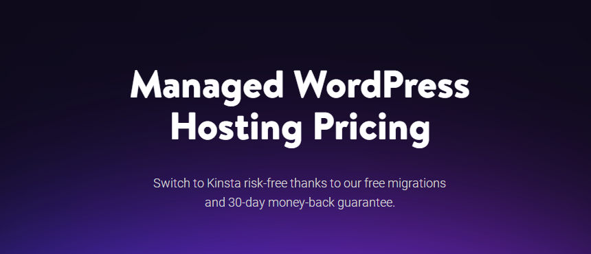 Kinsta WordPress主机托管服务价格表
