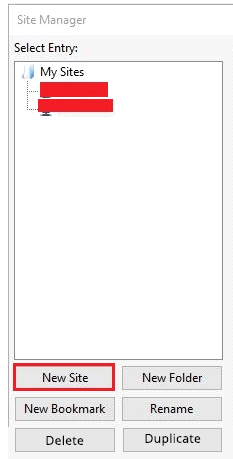 FileZilla创建新站点