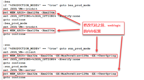Weblogic如何修改内存大小的配置文件