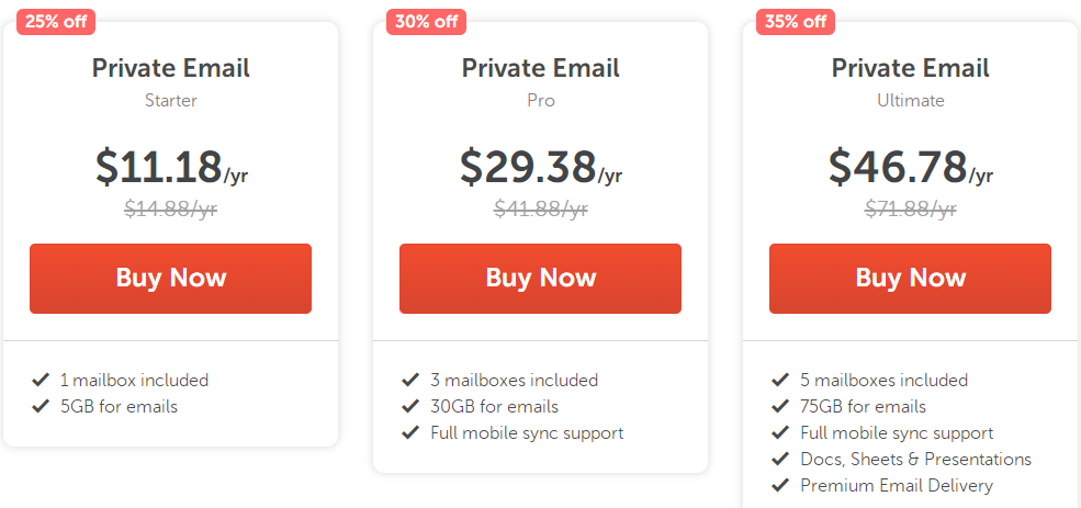 Namecheap企业邮箱优惠活动