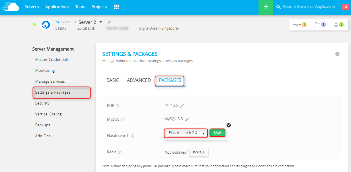 Cloudways云服务器安装配置Elasticsearch