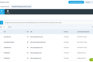 MainWP仪表板备份和恢复子站点教程