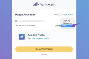 激活Rank Math Pro账户