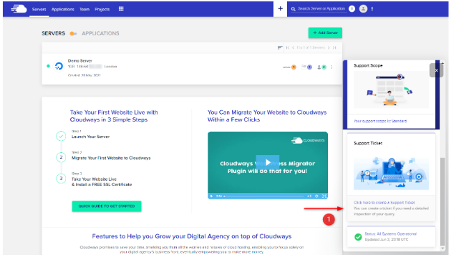 创建Cloudways工单