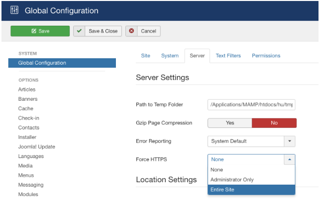 Joomla混合内容错误修复