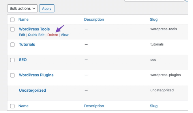 在WordPress中删除单个类别