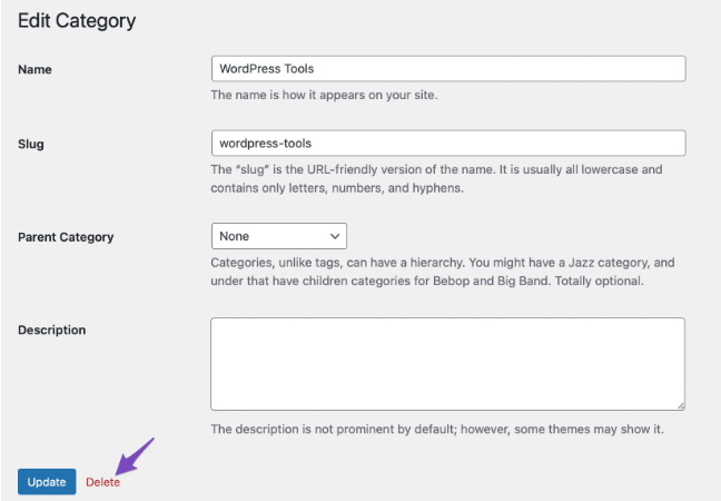 删除WordPress类别