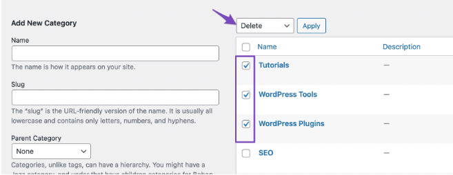 批量删除WordPress类别