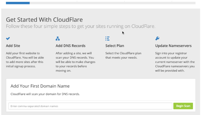 创建一个CloudFlare帐户并添加一个网站
