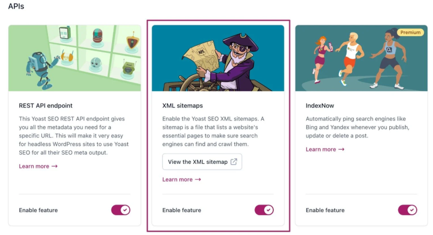 在Yoast SEO启用XML站点地图功能