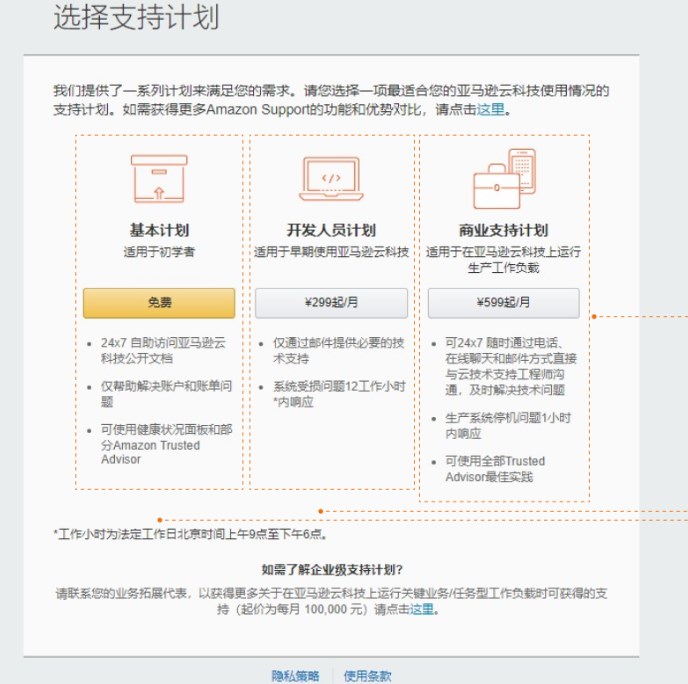 亚马逊云科技支持计划