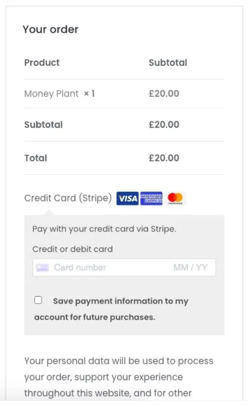 使用stripe支付订单