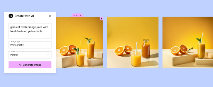 Elementor AI工具已提供图像生成功能