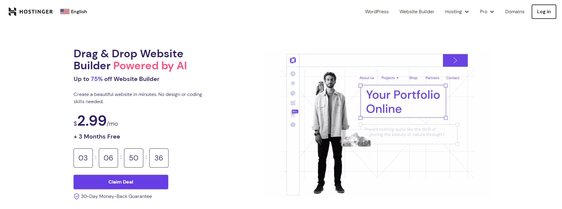 Hostinger拖放式网站构建器