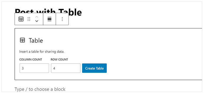 使用WordPress块编辑器创建表格