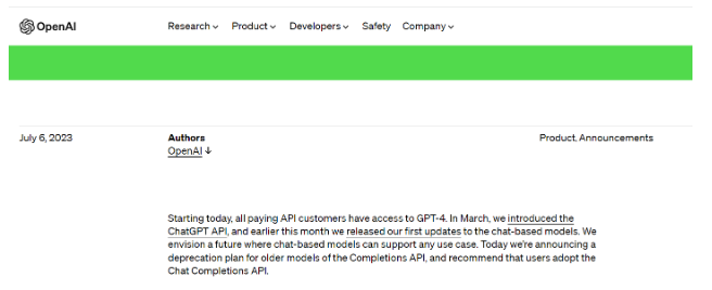 OpenAI宣布GPT-4正式上市