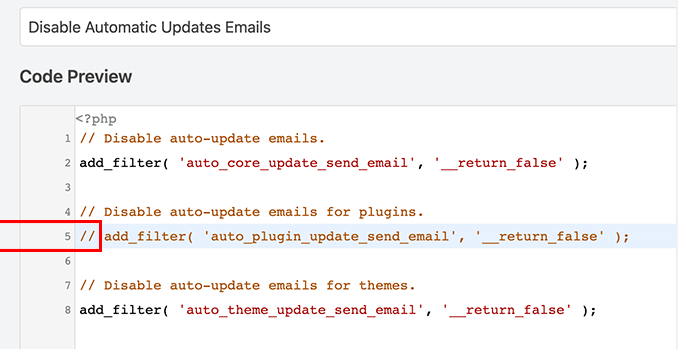 在WordPress中禁用自动更新邮件通知